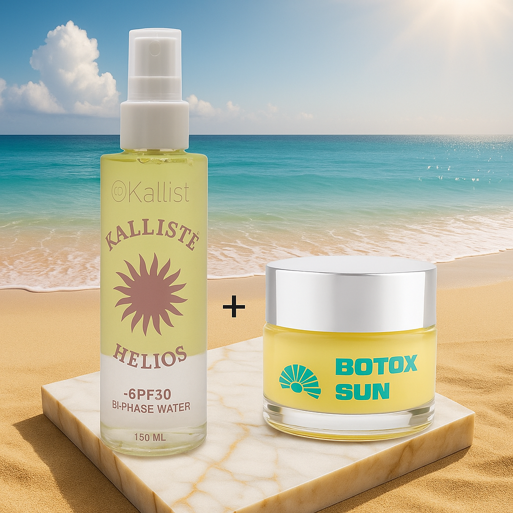 combo helios sun Golden Defense Duo – Ολική Αντηλιακή Φροντίδα για Πρόσωπο & Σώμα - BOTOX SUN + Kallisté Helios SPF30 Bi-Phase Water SPF 30 - Image 1